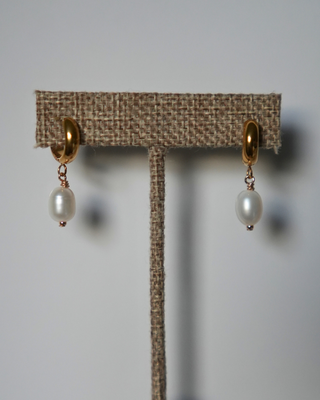 Chunky Freshwater Pearl Huggie Earrings