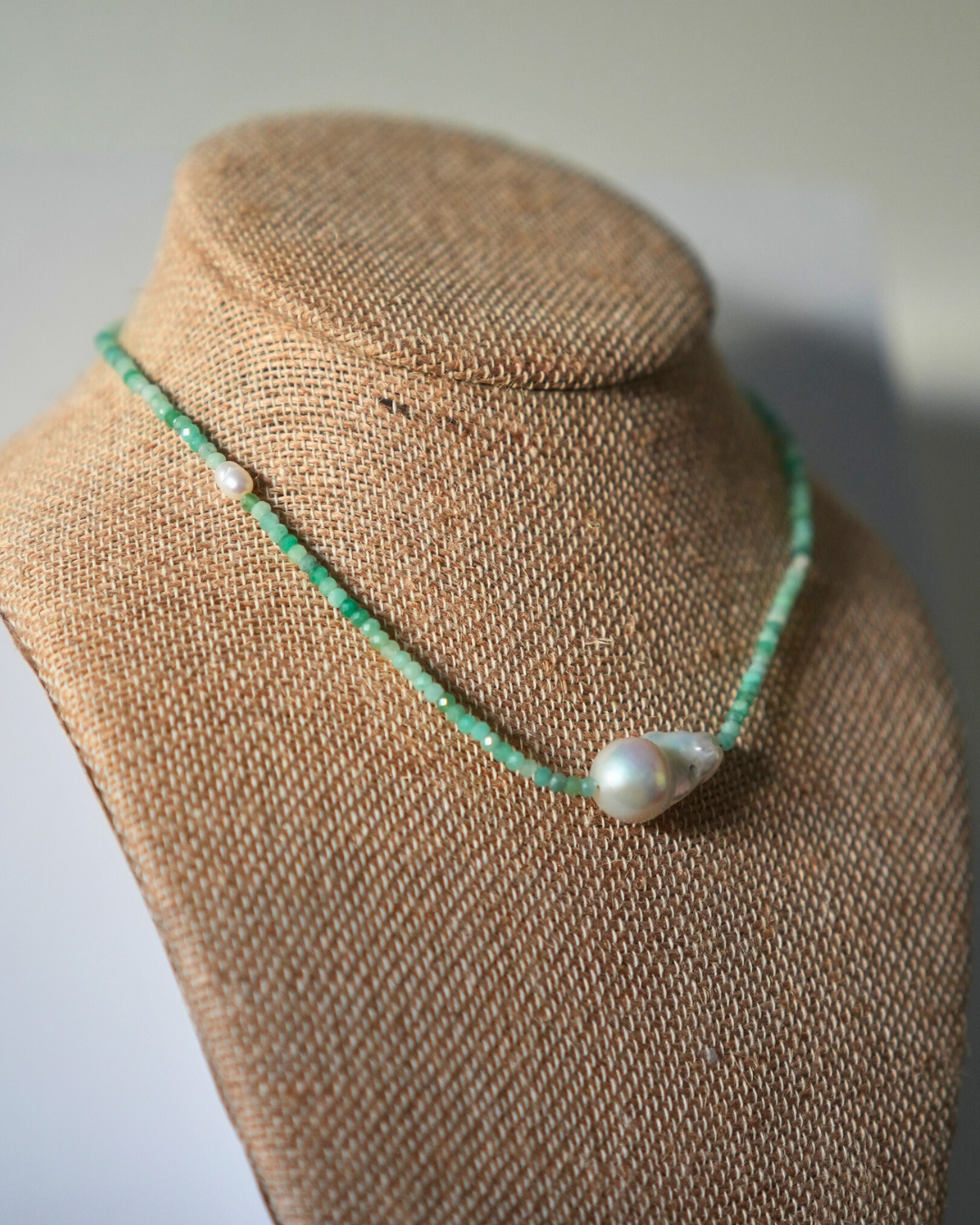 African Emerald & Pearl Choker