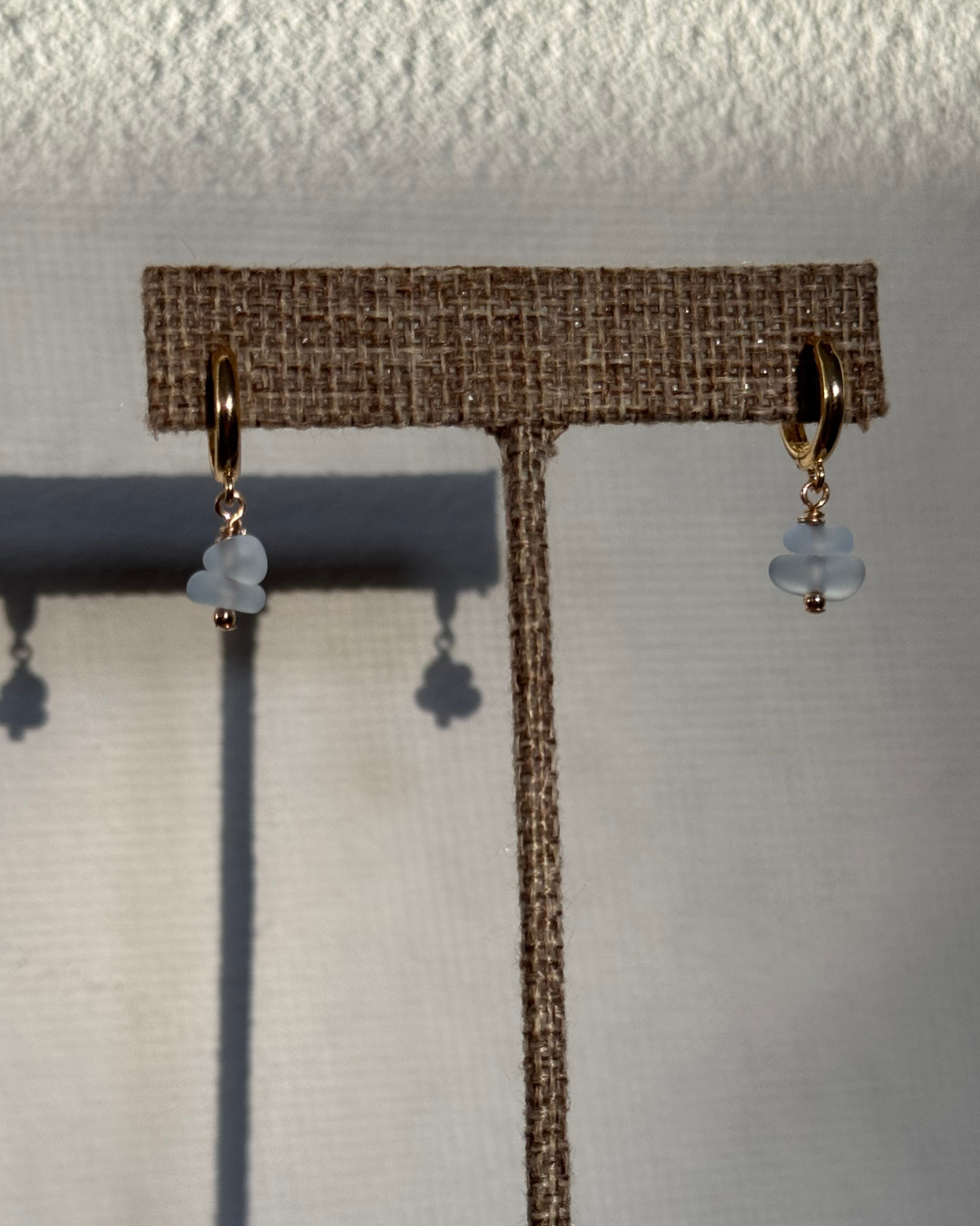 Sea Glass Huggie Earrings - Frosty Blue