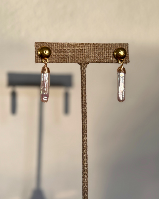 Biwa Pearl Drop Earrings