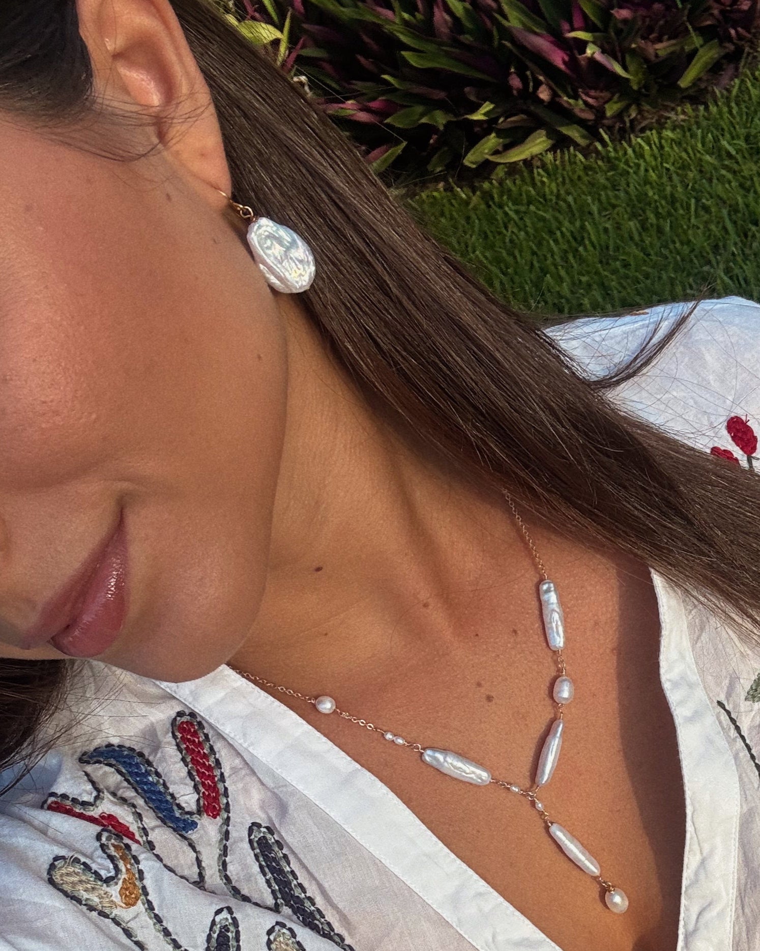 Handmade Pearl Earrings featuring natural freshwater pearls on gold-finished or sterling silver hooks, lightweight and unique for everyday wear.