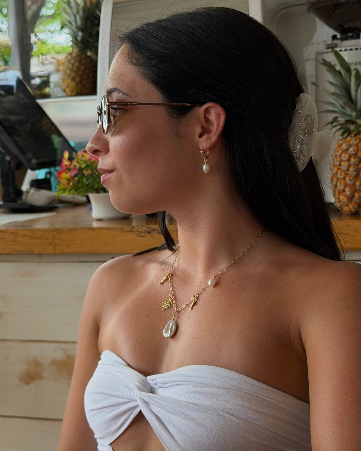 Pearl Huggie Earrings