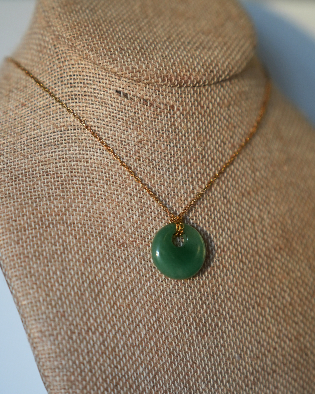 Green Aventurine Donut Pendant Necklace