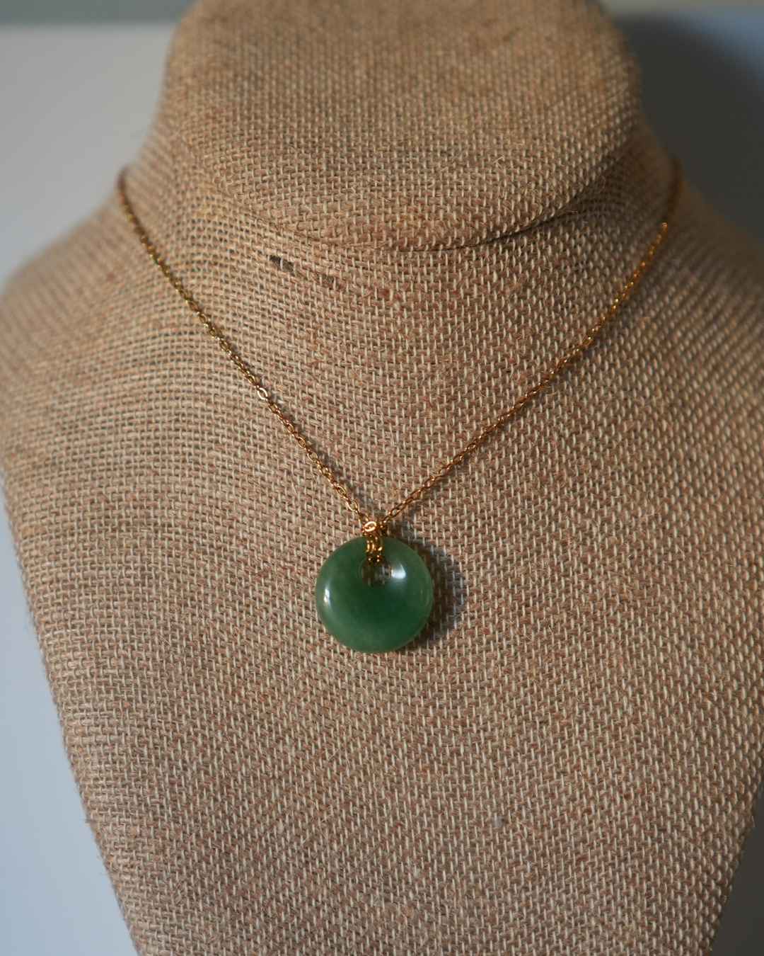 Green Aventurine Donut Pendant Necklace