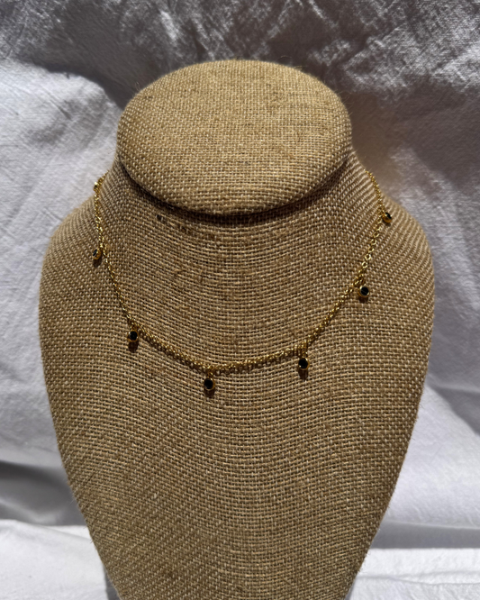 Noor Choker Necklace – Gold Dainty Charm Necklace with Black Accents