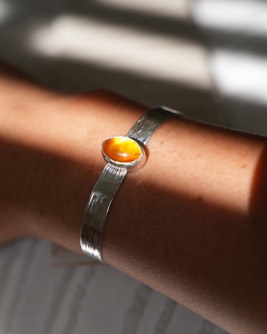Custom Sterling Silver Amber Cuff