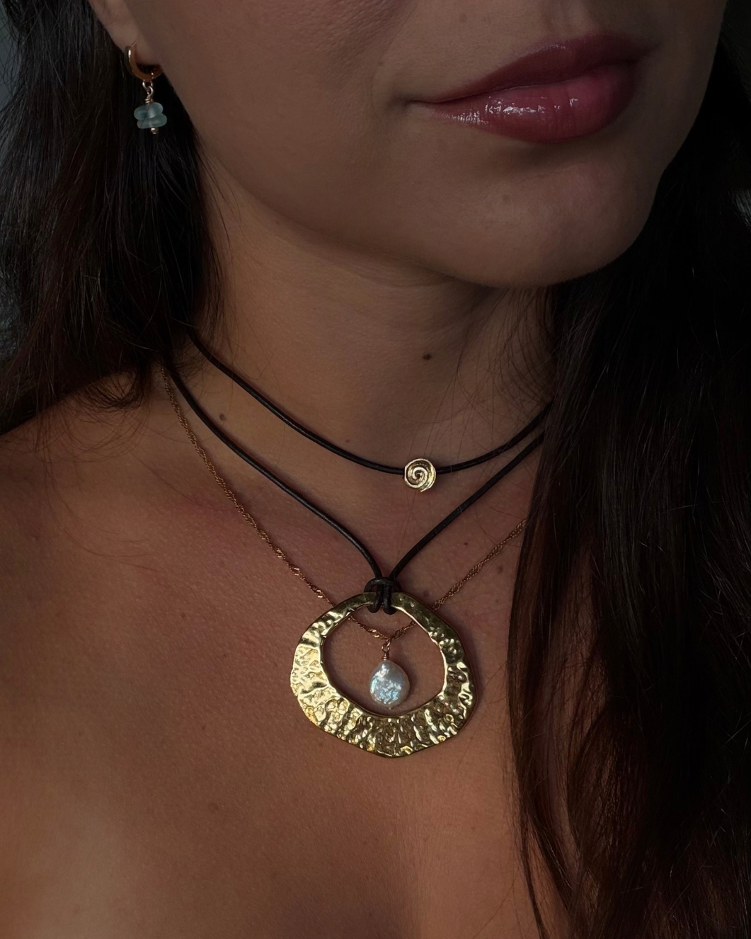 Leather Charm Choker