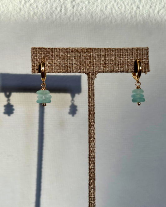 Seafoam Sea Glass Drop Earrings