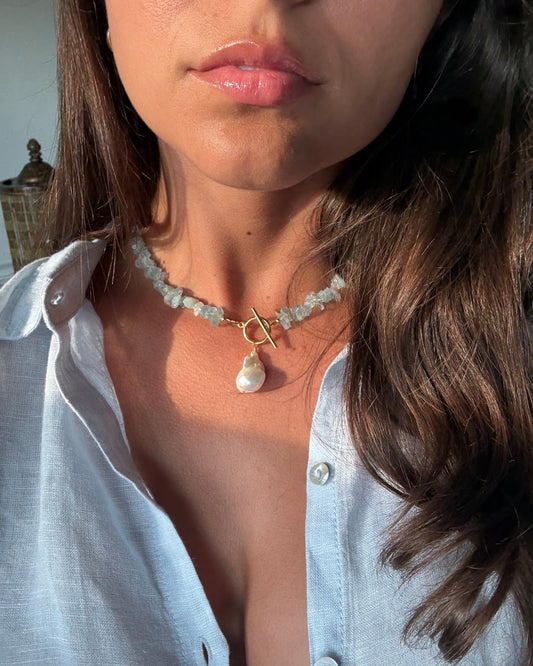 Aquamarine Pearl Necklace