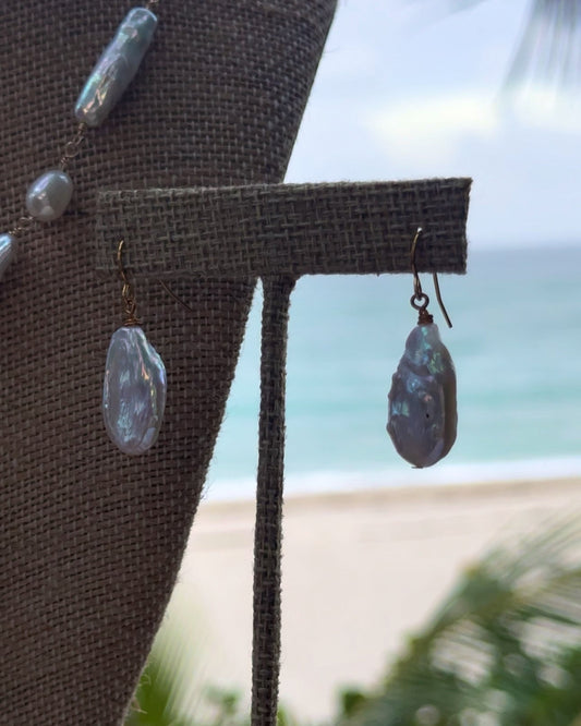 Handmade Pearl Earrings featuring natural freshwater pearls on gold-finished or sterling silver hooks, lightweight and unique for everyday wear.